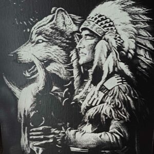 Gravure sur toile L'indien et le loup