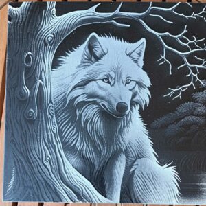 toile gravée loup
