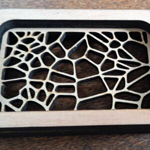 Porte savon toile, découpe laser sur contre plaqué et vernis
