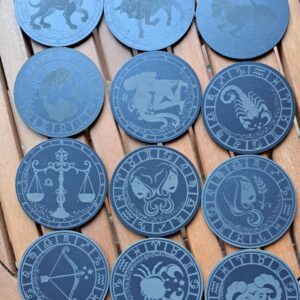 lot 4 sous verres métal signe du zodiac